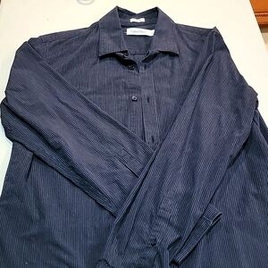 Calvin Klein Dark Blue Striped Dressed Shirt